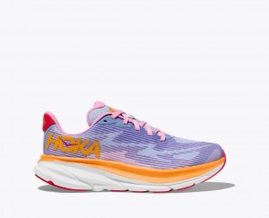 Kids' HOKA Clifton 9 Running Shoes Light Purple / Orange / Pink | MTOHZ-7305