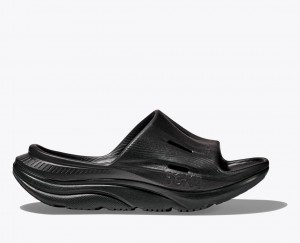 Kids' HOKA Ora Recovery 3 Slides Black | ZJAWR-1890