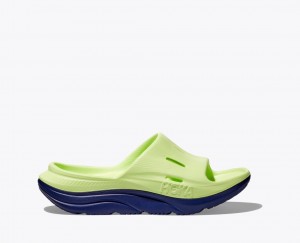 Kids' HOKA Ora Recovery 3 Slides Green / Navy | VUYOG-2346