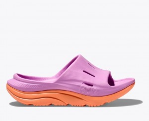 Kids' HOKA Ora Recovery 3 Slides Pink / Orange | SIGFW-0239