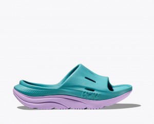 Kids' HOKA Ora Recovery 3 Slides Turquoise / Light Purple | YGHPX-2046