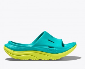 Kids' HOKA Ora Recovery 3 Slides Turquoise / Green | BYPWD-6734