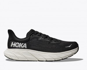 Men's HOKA Arahi 7 Running Shoes Black / White | FNVCE-0481