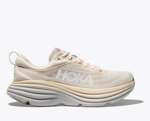 Men's HOKA Bondi 8 Running Shoes Beige / Grey | HMTIW-1609