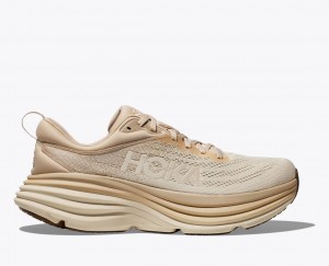 Men's HOKA Bondi 8 Running Shoes Beige | ISNKV-4821