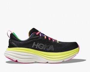 Men's HOKA Bondi 8 Running Shoes Black / Multicolor | ADXVE-4296