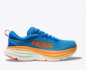 Men's HOKA Bondi 8 Running Shoes Blue / Orange | JOHEY-9603