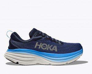 Men's HOKA Bondi 8 Running Shoes Dark Blue / Blue | KIMJC-7968