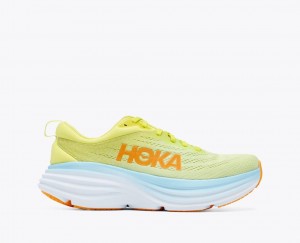 Men's HOKA Bondi 8 Running Shoes Light Green / Light Blue | GFBYU-8643