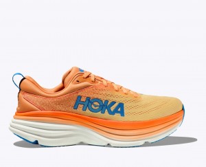 Men's HOKA Bondi 8 Running Shoes Orange / Light Orange | HLPXR-1293