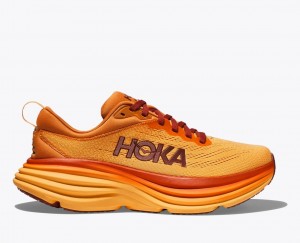 Men's HOKA Bondi 8 Running Shoes Orange | HQXSR-4291