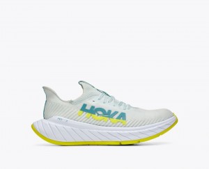 Men's HOKA Carbon X 3 Running Shoes White / Green | ZREVT-8156