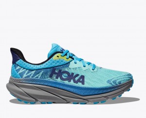 Men's HOKA Challenger 7 Trail Running Shoes Turquoise / Blue | BGEKZ-7809