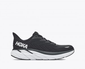 Men's HOKA Clifton 8 Running Shoes Black / White | YVBWP-2895