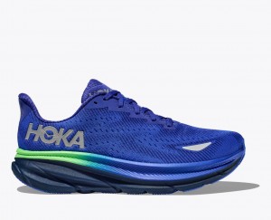 Men's HOKA Clifton 9 GTX Running Shoes Blue | BGJCZ-7104