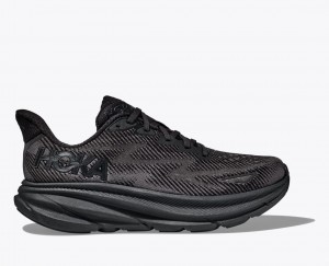 Men's HOKA Clifton 9 Running Shoes Black | ROPKA-5027