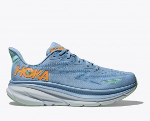 Men's HOKA Clifton 9 Running Shoes Blue | RYPMI-9517