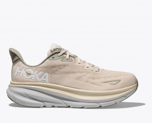 Men's HOKA Clifton 9 Running Shoes Light Beige | RKOJG-9406