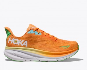 Men's HOKA Clifton 9 Running Shoes Orange | GKNQD-4731