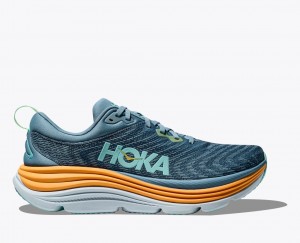 Men's HOKA Gaviota 5 Running Shoes Blue / Orange | KLUDQ-3980