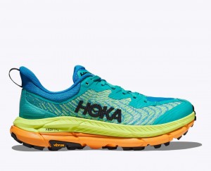 Men's HOKA Mafate Speed 4 Trail Running Shoes Turquoise / Green / Orange | ATXZS-6102