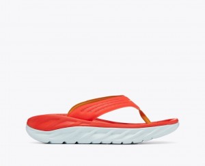 Men's HOKA ORA Recovery Flip Flops Dark Coral | KSOVJ-9741