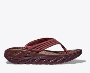 Men's HOKA ORA Recovery Flip Flops Dark Red | JIPSC-3150