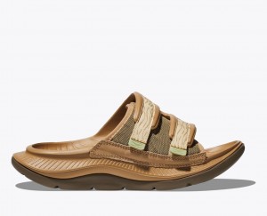 Men's HOKA Ora Luxe Slide Brown | KRGHM-4328