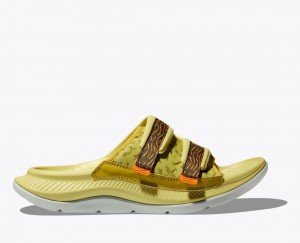 Men's HOKA Ora Luxe Slide Khaki / Brown | BIWMT-5814