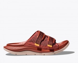 Men's HOKA Ora Luxe Slide Red Brown | KHWLX-3861