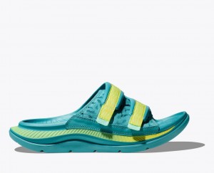 Men's HOKA Ora Luxe Slide Turquoise | KTPDW-9842