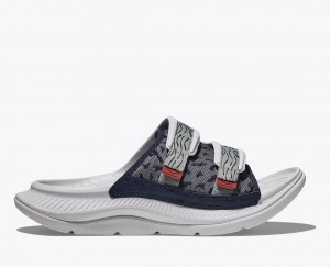 Men's HOKA Ora Luxe Slide White / Grey | ZVFYU-8457