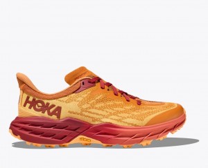 Men's HOKA Speedgoat 5 Trail Running Shoes Orange / Red Brown | NKHIG-6859