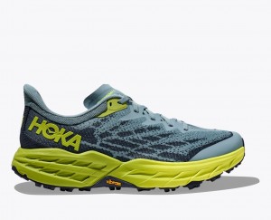 Men's HOKA Speedgoat 5 Trail Running Shoes Blue / Green / Black | VGWAR-7839