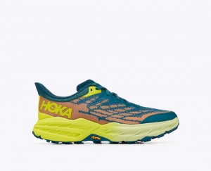 Men's HOKA Speedgoat 5 Trail Running Shoes Dark Green / Orange | RTMXZ-9201