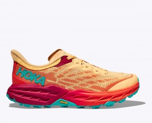 Men's HOKA Speedgoat 5 Trail Running Shoes Light Orange / Red | OYJKV-7238