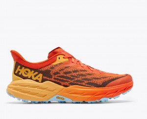 Men's HOKA Speedgoat 5 Trail Running Shoes Orange / Dark Brown | YHNBJ-0216