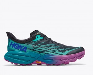 Men's HOKA Speedgoat 5 Trail Running Shoes Turquoise / Black | WIJQX-1287