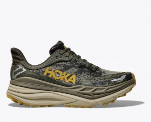 Men's HOKA Stinson 7 Trail Running Shoes Olive / Black | RLIPC-3567