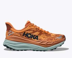 Men's HOKA Stinson 7 Trail Running Shoes Orange / Brown | WHCZB-2538