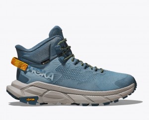 Men's HOKA Trail Code GTX Hiking Boots Blue | HIXSO-3528