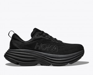 Women's HOKA Bondi 8 Running Shoes Black | TXCOY-1946