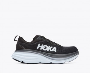 Women's HOKA Bondi 8 Running Shoes Black / White | YTXEU-6758