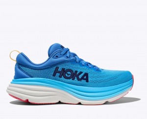 Women's HOKA Bondi 8 Running Shoes Blue | NKPCB-5032