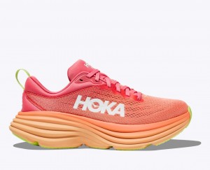 Women's HOKA Bondi 8 Running Shoes Coral | HZQTN-9185