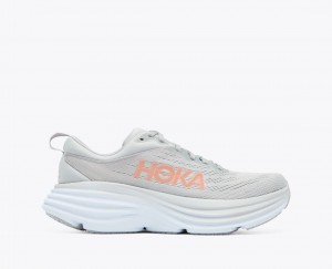 Women's HOKA Bondi 8 Running Shoes Grey | HLXNA-3145