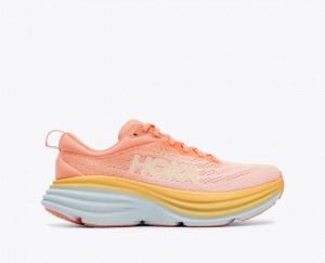 Women's HOKA Bondi 8 Running Shoes Light Coral | WNEBP-1802