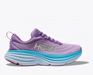 Women's HOKA Bondi 8 Running Shoes Purple / Blue | GLKYN-9864