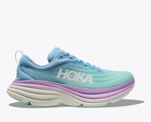 Women's HOKA Bondi 8 Running Shoes Turquoise / Blue / Purple | LQGMP-1265