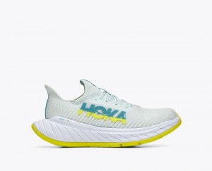 Women's HOKA Carbon X 3 Running Shoes White / Green | NMUSG-2054